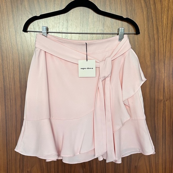 Superdown Light Pink Ruffle Mini Skirt - Picture 1 of 3